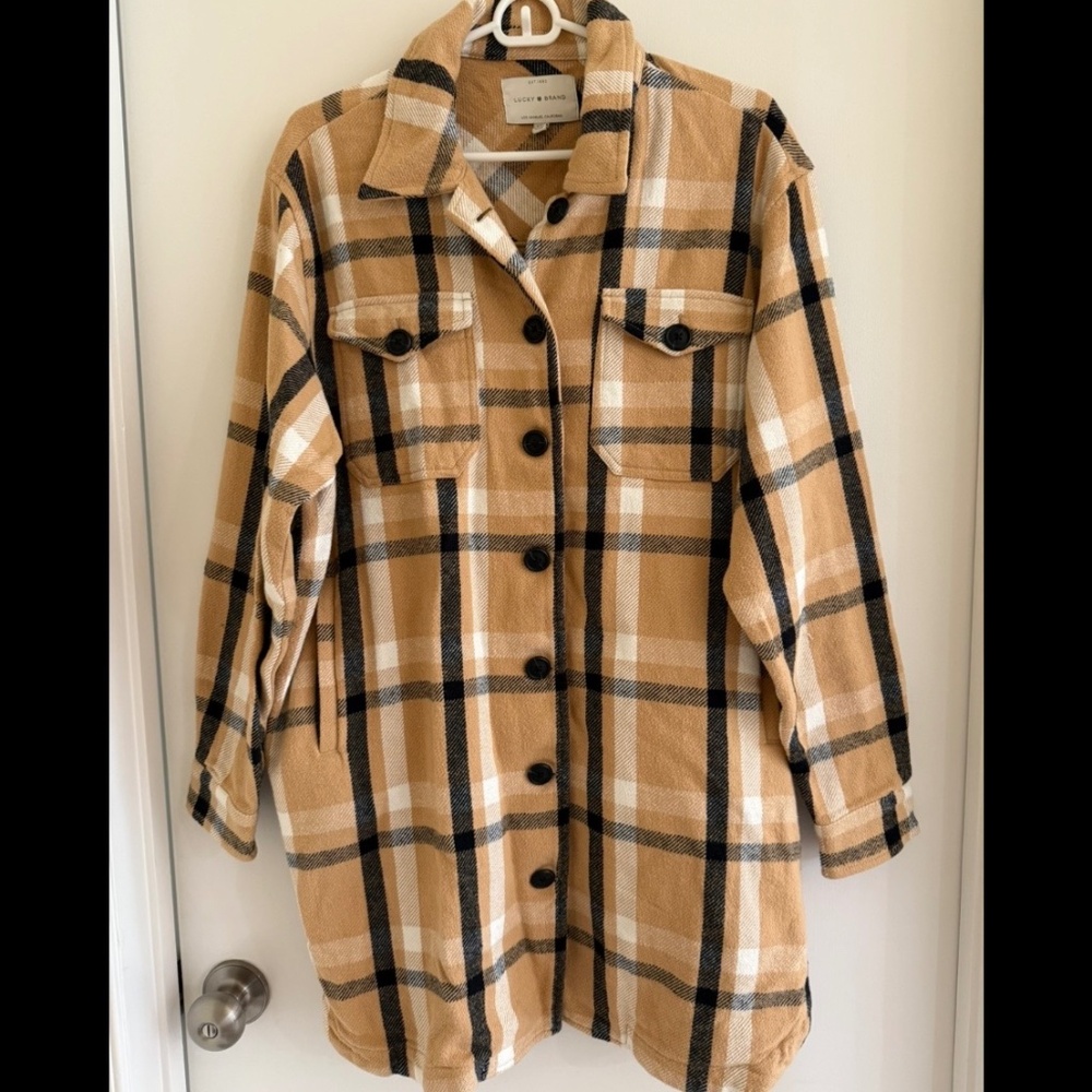 Lucky Brand Plaid Oversized Shirt Jacket